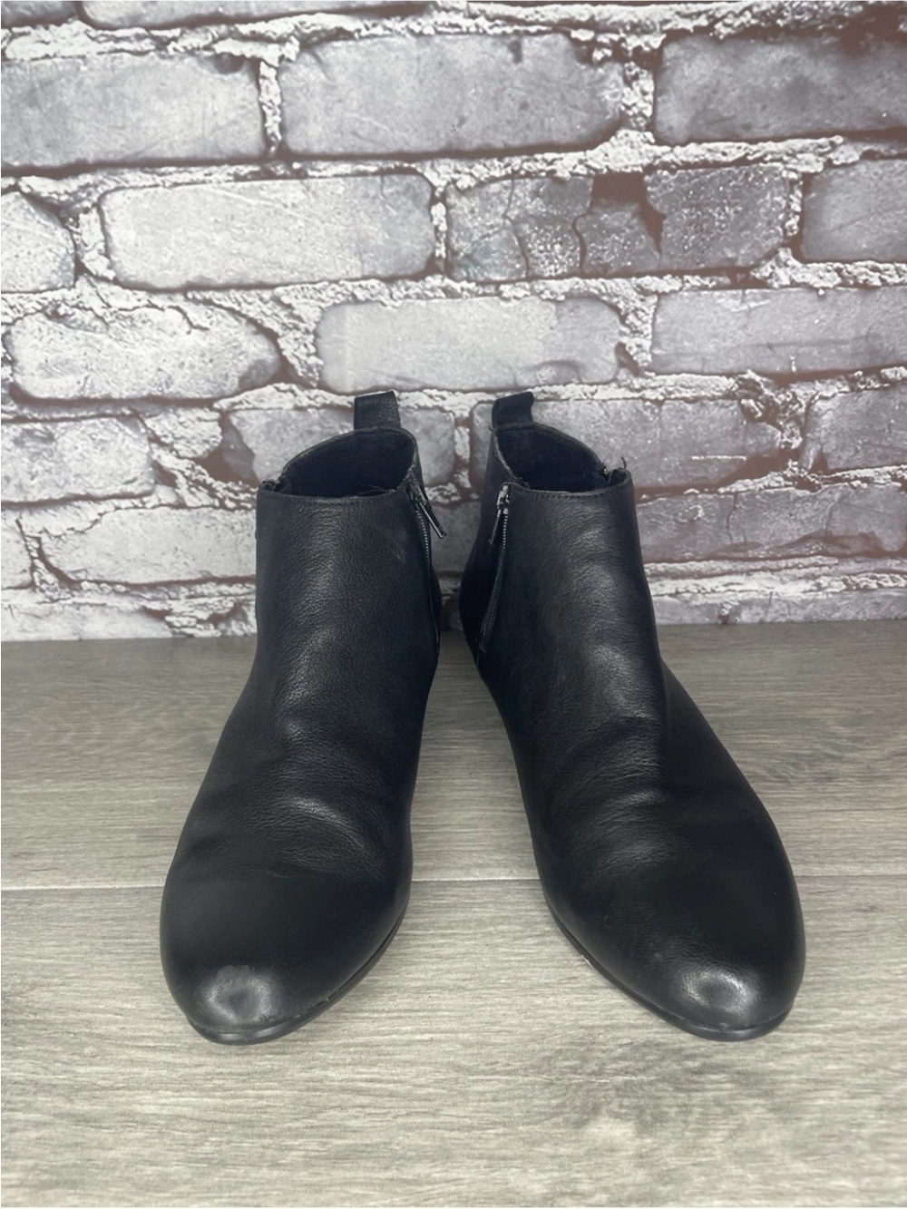 Munro Lexi Black Leather Dual Side Zipper Heeled Booties Women Sz 10M US/41EU